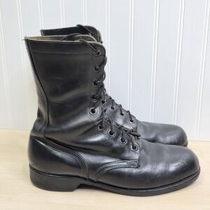 70s Vietnam Genesco CIC Black Military Combat Boots Size 10 W Waffle Sole